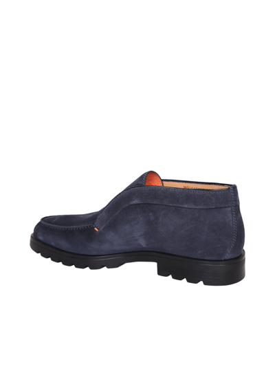 Shop Santoni Suede Blue Ankle Boots