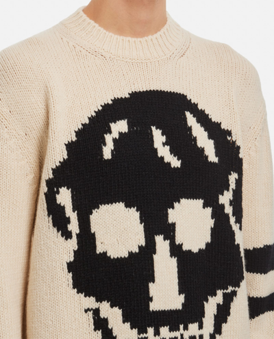 Shop Alexander Mcqueen Skull Sweater In Beige