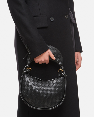 Shop Bottega Veneta Gemelli Small Leather Shoulder Bag In Black