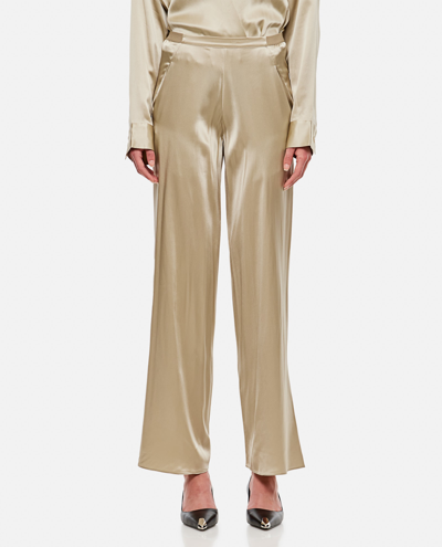 Shop Christopher Esber Silk Satin Trousers In Golden