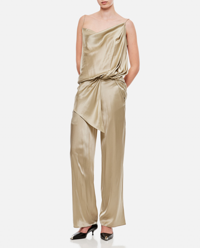 Shop Christopher Esber Silk Satin Trousers In Golden