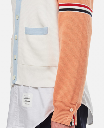 Shop Thom Browne Cotton V-neck Cardigan Stripe In Multicolour