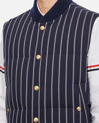 Shop Thom Browne Wool Stripe Vest In Blue