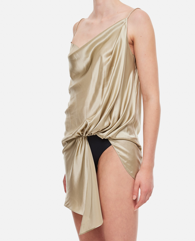 Shop Christopher Esber Verdant Falls Draped Silk Satin Bodysuit In Golden