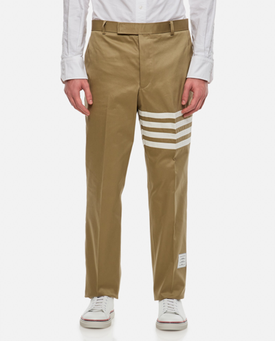 Shop Thom Browne Chino Trouser W/ 4 Bar In Cotton Twill In Beige