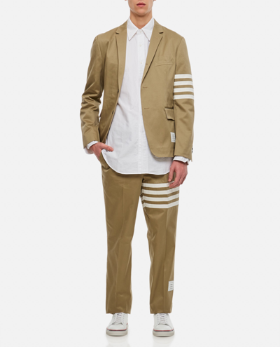 Thom Browne Seamed 4-bar Stripe Unconstructed Chino Trouser In Cotton Twill In Beige