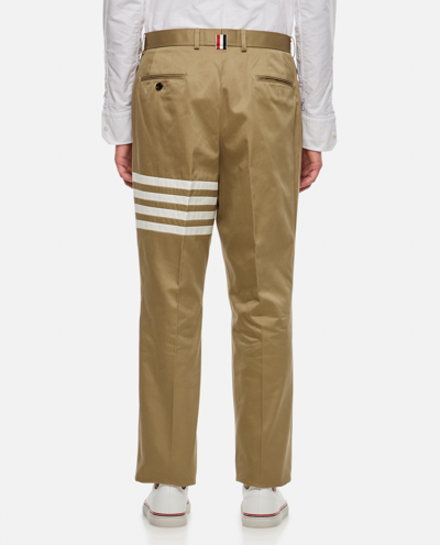 Thom Browne Seamed 4-bar Stripe Unconstructed Chino Trouser In Cotton Twill In Beige