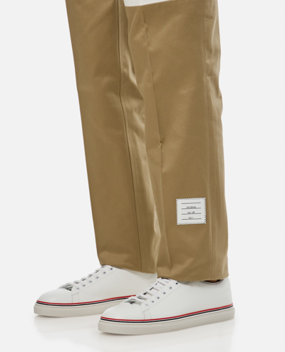 Shop Thom Browne Chino Trouser W/ 4 Bar In Cotton Twill In Beige
