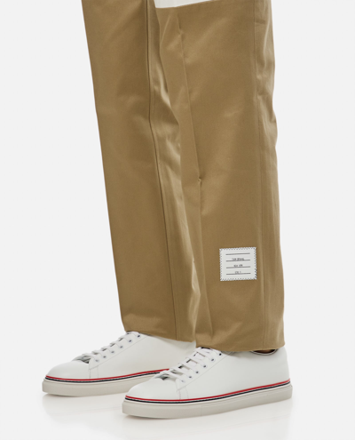 Thom Browne Seamed 4-bar Stripe Unconstructed Chino Trouser In Cotton Twill In Beige