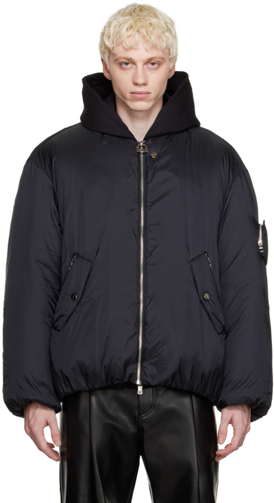 Shop Wooyoungmi Black Zip Bomber Jacket In Black 972b