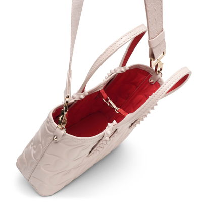 Shop Christian Louboutin Cabata E/w Mini Beige Leather Tote Bag