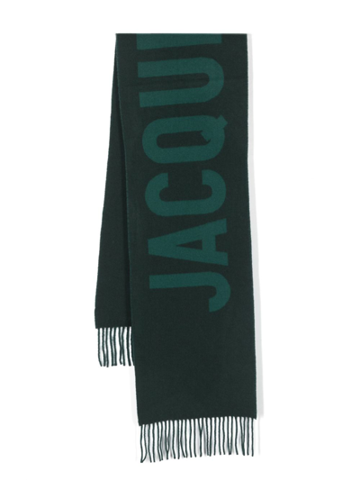 Shop Jacquemus Green L'écharpe Logo-jacquard Scarf