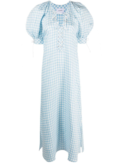 Shop Sleeper Blue Garden Gingham-print Midi Dress