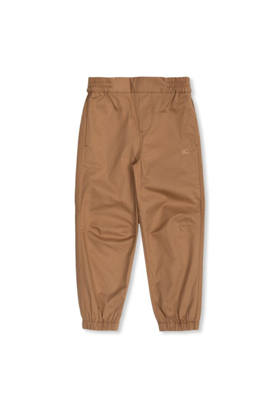 Shop Burberry Kids Equestrian Knight Embroidered Pants In Beige