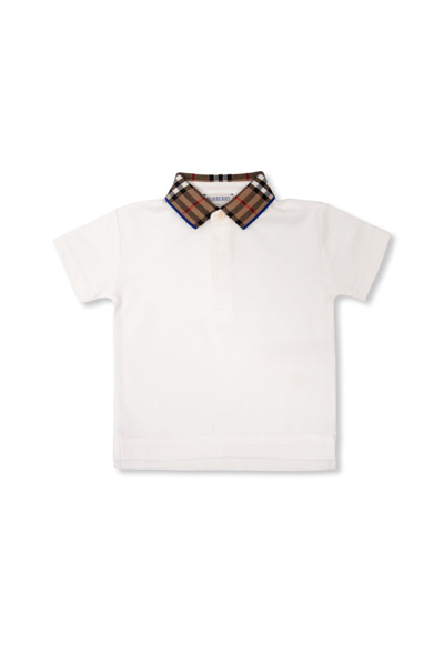 Shop Burberry Kids Check In White