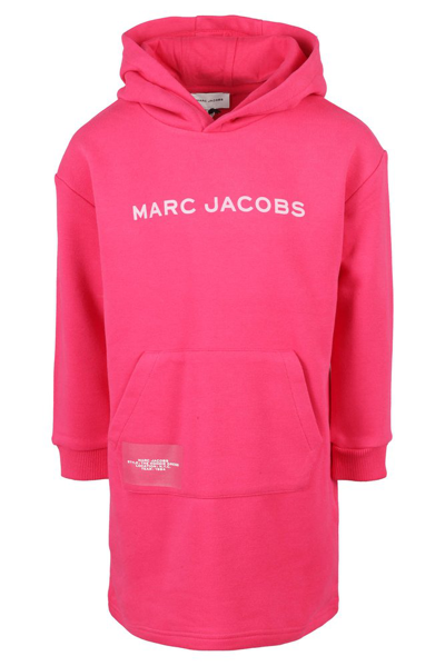 Shop The Marc Jacobs Kids Logo Printed Pouch Pocket Hooded Dress In Pink