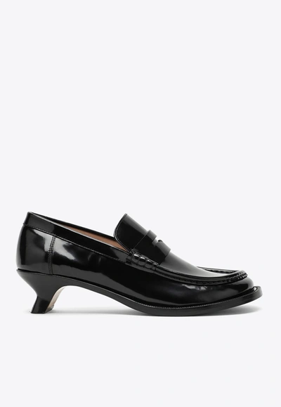 Shop Loewe Campo 40 Pumps In Brushed Leather In Black