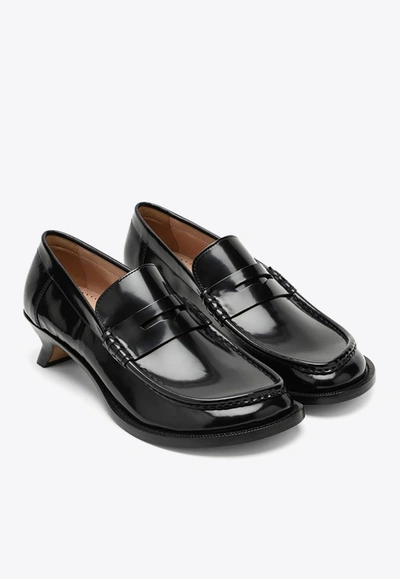Shop Loewe Campo 40 Pumps In Brushed Leather In Black