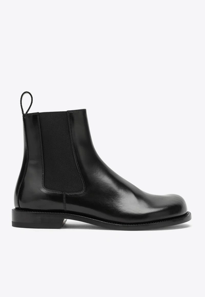 Shop Loewe Campo Leather Ankle Boots In Black