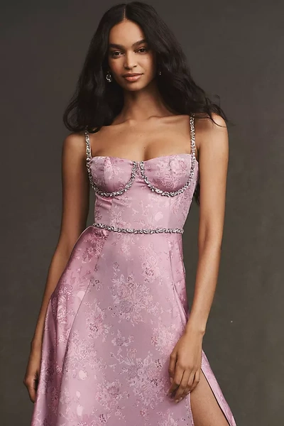Shop V. Chapman Cora Corset Crystal Midi Dress In Pink