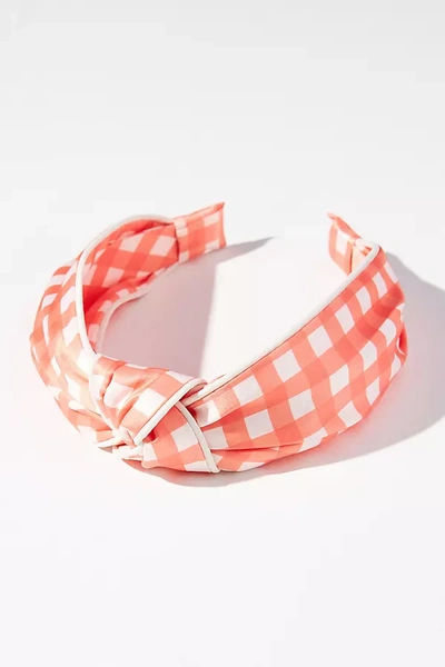 Shop By Anthropologie Everly Checker Knot Headband In Red