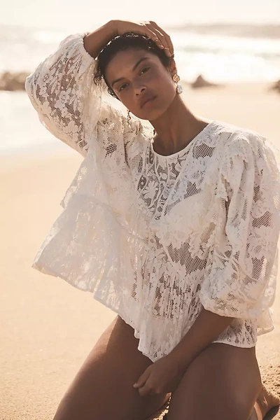Shop Forever That Girl Babydoll Lace Blouse In White