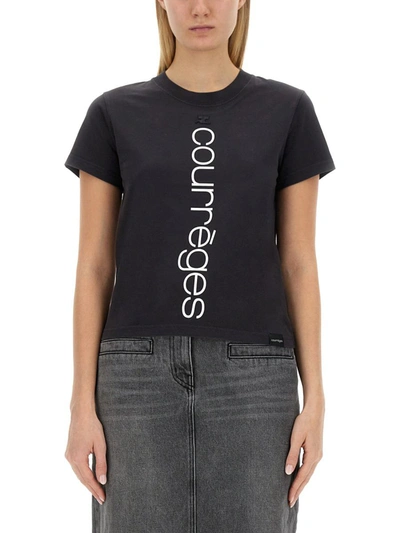 Shop Courrèges T-shirt With Logo In Grey