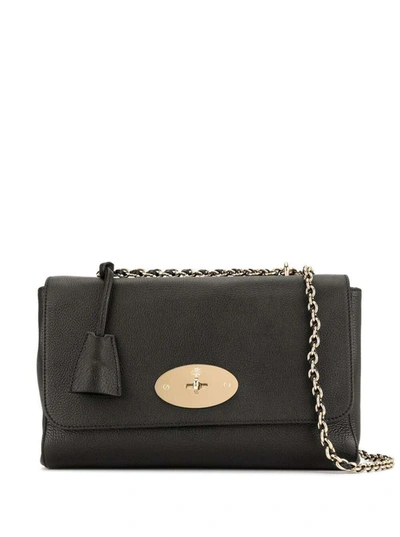 Shop Mulberry 'lily Medium' Black Crossbody Bag With Sliding Chain In Leather Woman