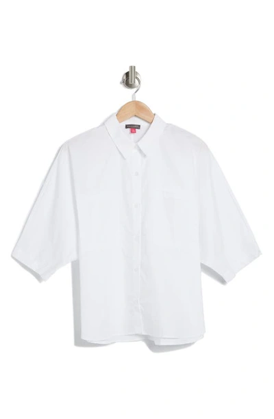 Shop Vince Camuto Drop Shoulder Button-up Shirt In White