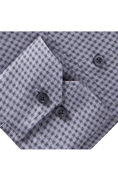 Emanuel Berg 4flex Slim Fit Houndstooth Knit Button-up Shirt In Grey
