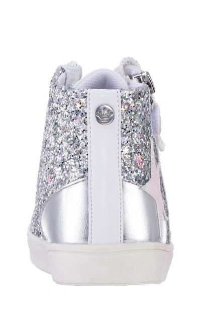 Shop Nina Kids' Yuti High Top Sneaker In White Glitter