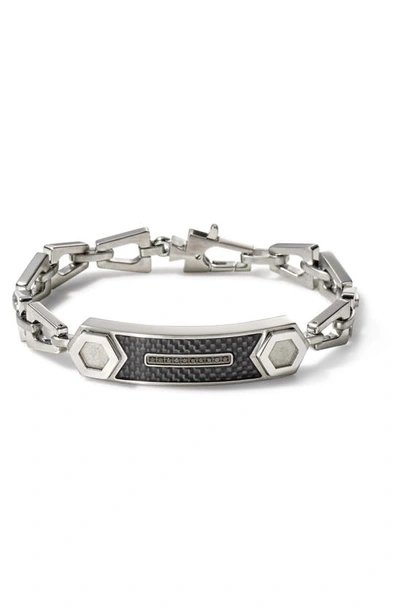 Shop Bulova Precisionist Id Link Diamond Bracelet In Silver-tone