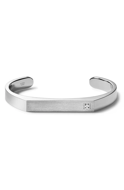 Shop Bulova Satin Stainless Steel Diamond Cuff Bracelet- 0.10ct In Silver-tone