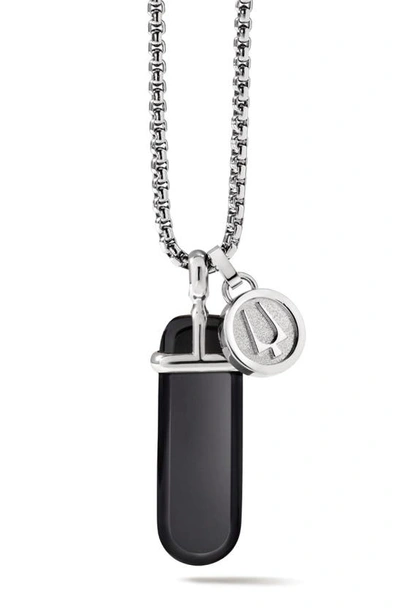 Shop Bulova Stainless Steel Onyx Pendant Necklace In Black