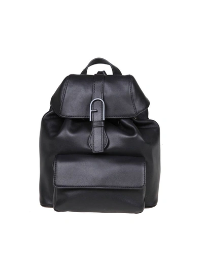 Shop Furla Backpack In Fine Leather In Black