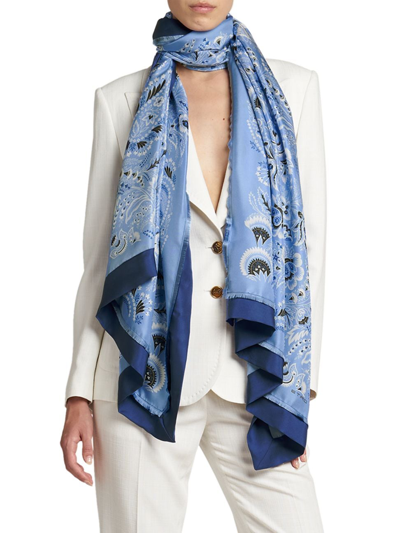 Shop Etro Women's Paisley Silk Scarf In Pale Blue