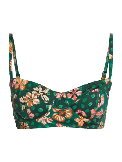 Shop Ulla Johnson Women's Zahara Floral Longline Bikini Top In Veridan