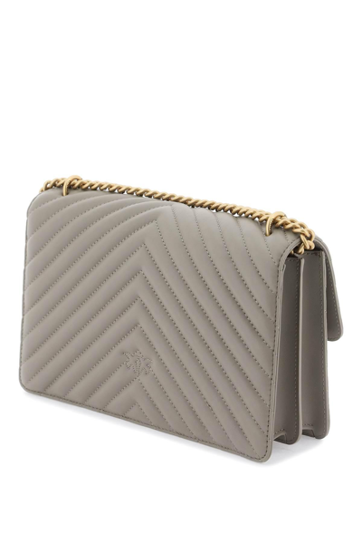 Shop Pinko Chevron Quilted 'classic Love Bag One' In Grey,khaki