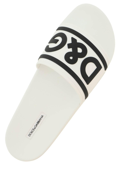 Shop Dolce & Gabbana Logoed Slides In White