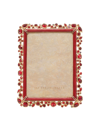 Shop Jay Strongwater Leslie Bejeweled 5'' X 7'' Frame In Ruby