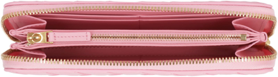 Shop Bottega Veneta Leather Zip-around Wallet In Pink