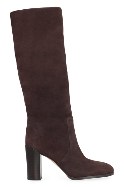 Shop Michael Michael Kors Luella Suede Knee High Boots In Brown