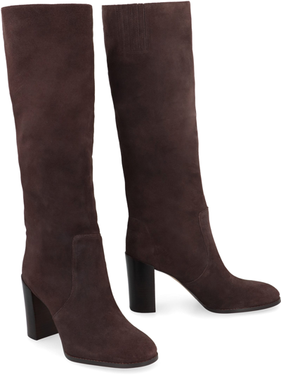 Shop Michael Michael Kors Luella Suede Knee High Boots In Brown