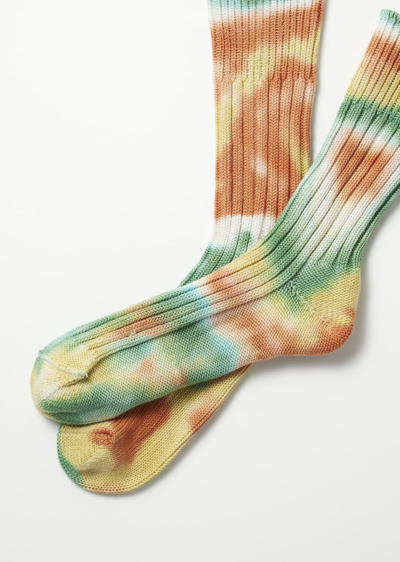 Shop Rototo Chunky Ribbed Crew Tie Dye In L.rd Grn Yel