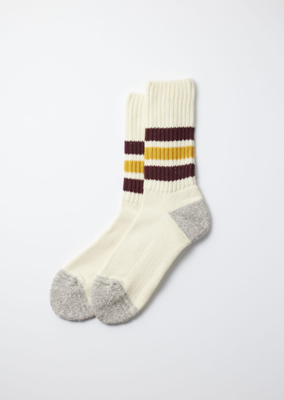 Shop Rototo Coarse Ribbed Oldschool Crew In Bordeaux Yellow