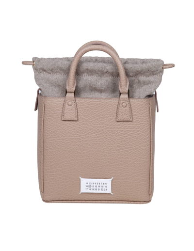 Shop Maison Margiela 5c Tote Vertical Bag In Beige Leather