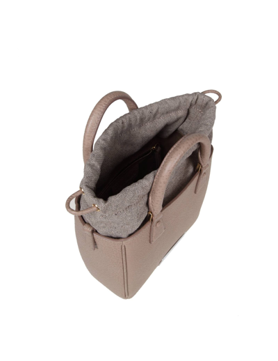 Shop Maison Margiela 5c Tote Vertical Bag In Beige Leather