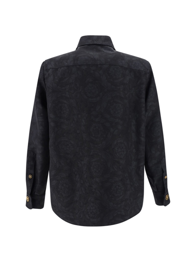 Shop Versace Shirt In Anthracite