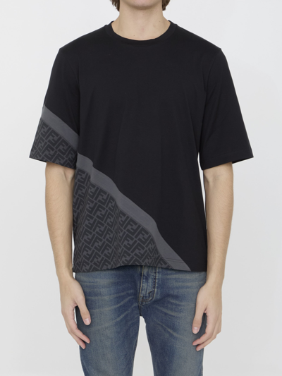 Shop Fendi Ff Insert T-shirt In Black