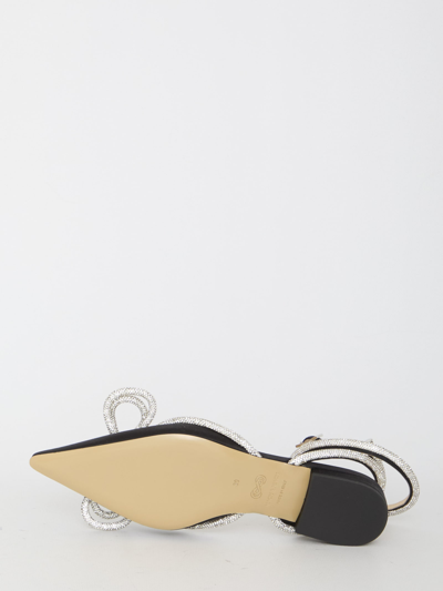 Mach &amp; Mach Black Satin Double Bow Ballerinas In Black